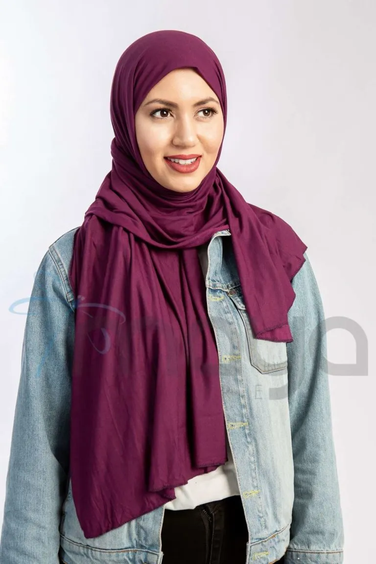 Foulard viscose coton aubergine