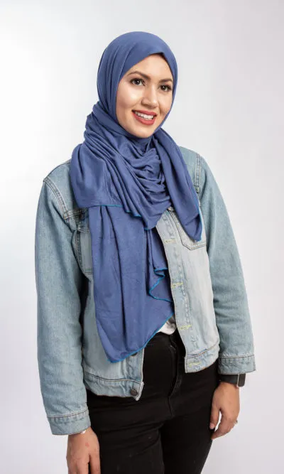 Hijab Jersey Cotton Steel Blue