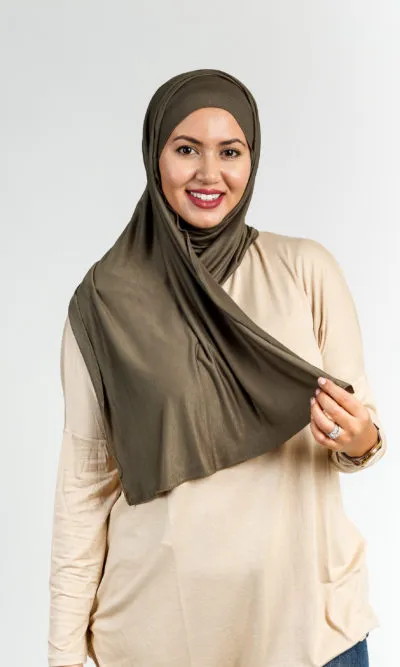 Hijab Sans Épingles Vert Militaire