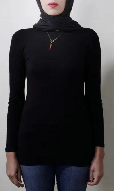 Black Long Sleeve Cotton Sweater