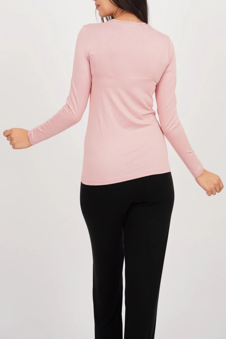 pull coton manches longues Rose