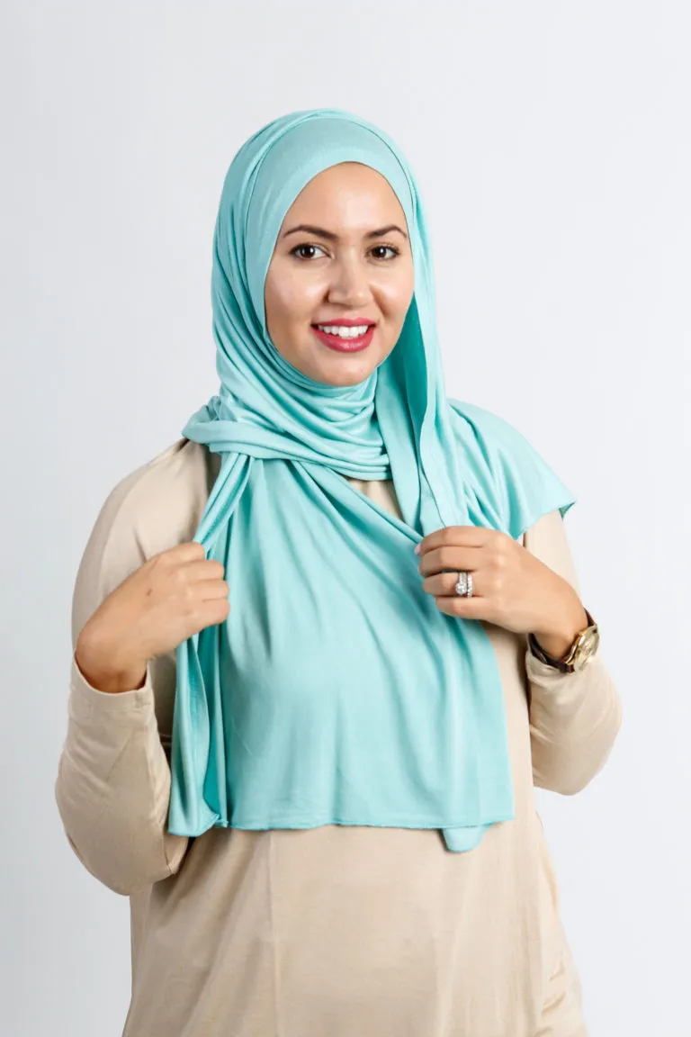 Hijab Jersey Cotton Water Green