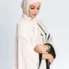 Beige Scarf With Cap Integrated Instant Hijab