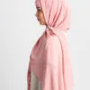 Pink Scarf With Cap Integrated Instant Hijab