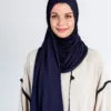 Premium Jersey Hijab Navy Blue Wrap & Go