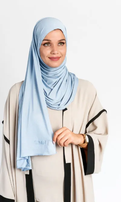 Hijab à Enfiler Jersey Bleu Ciel Wrap & Go