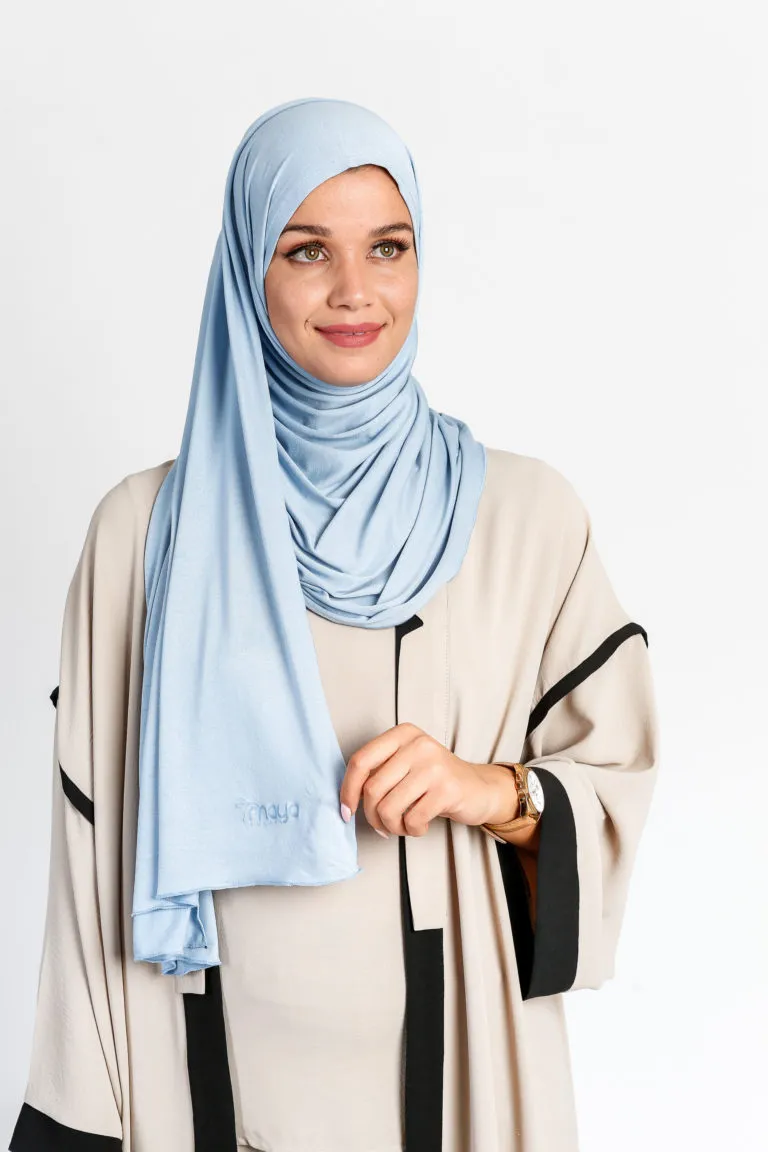 Premium Jersey Hijab Sky Blue Wrap & Go