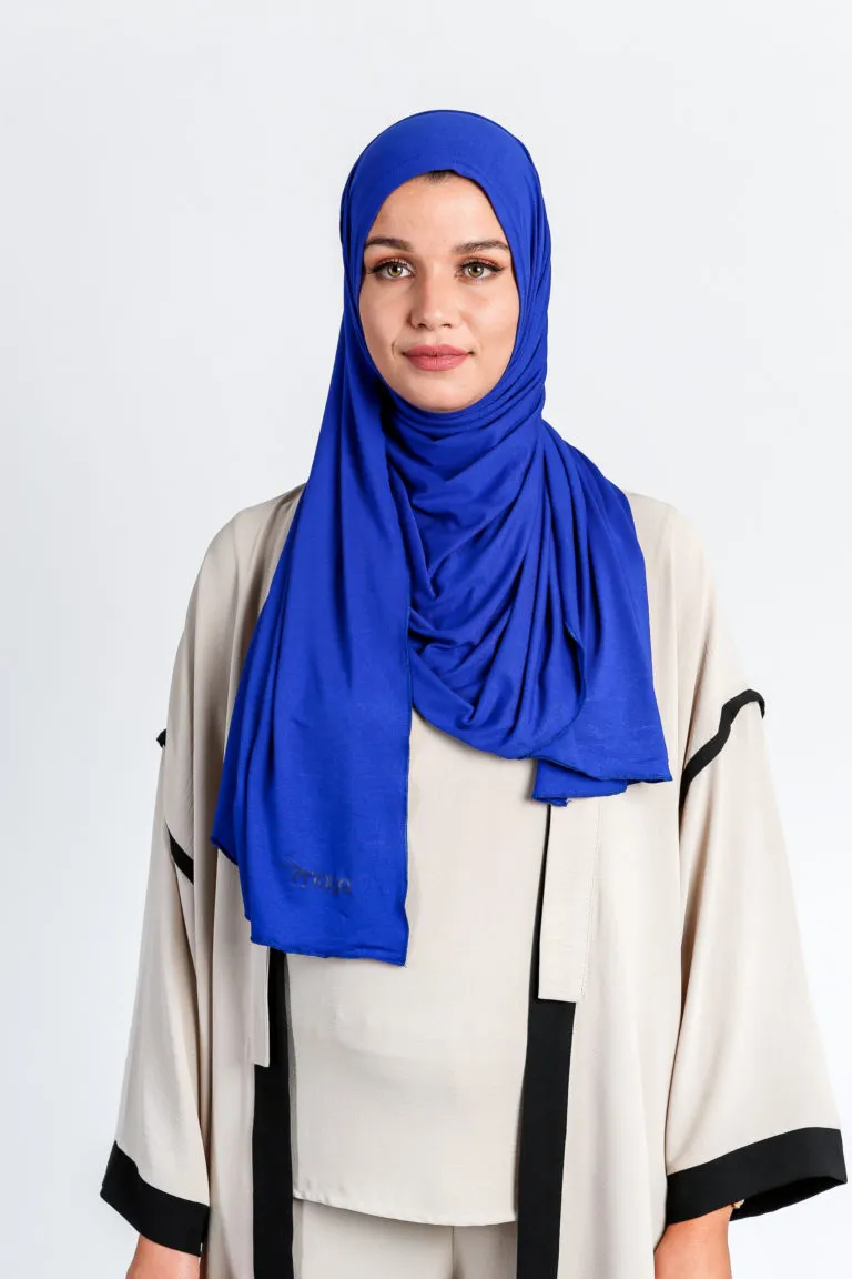 Premium Jersey Hijab Blue Bic Wrap & Go