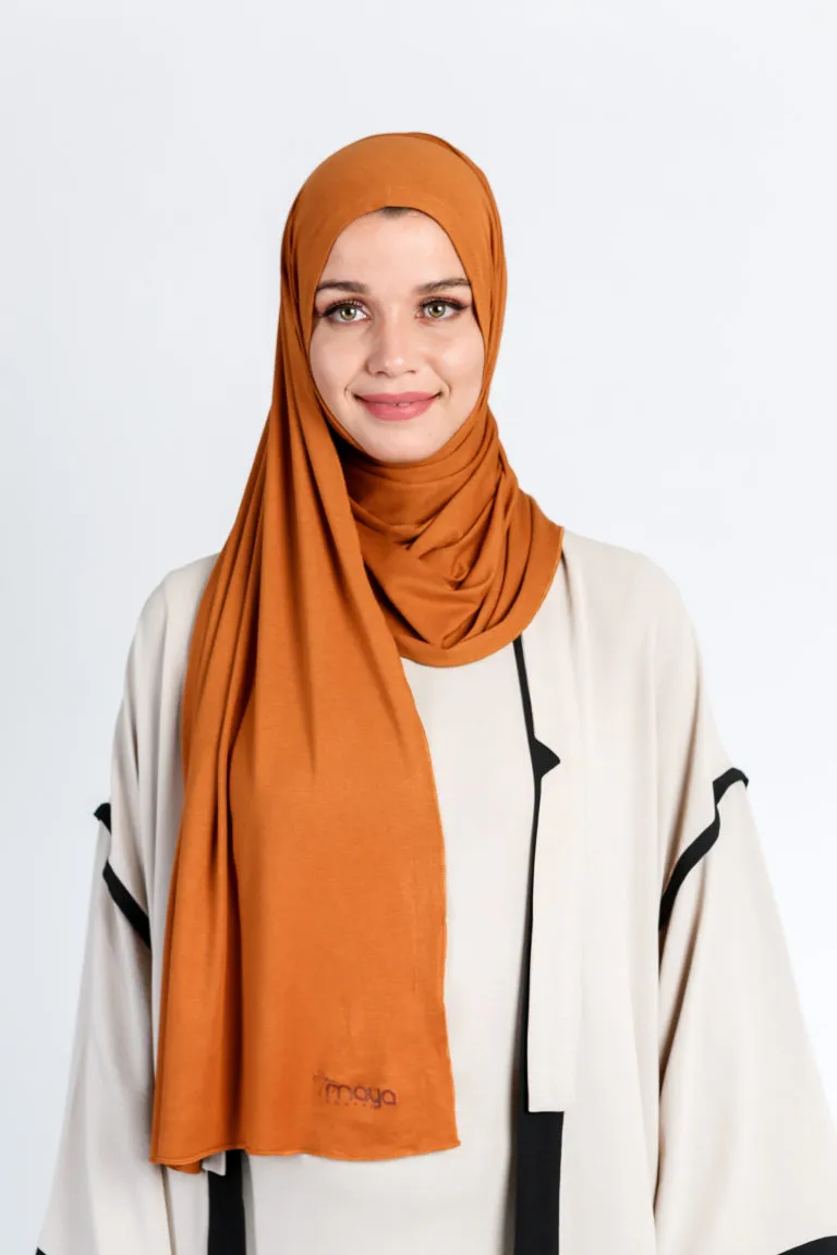 Premium Jersey Hijab Cinnamon Wrap & Go