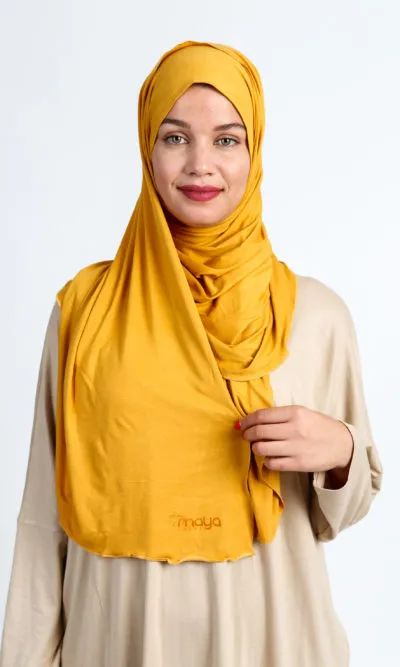 Hijab à Enfiler Jersey Moutarde Wrap & Go