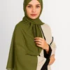 Military Green Scarf With Cap Integrated Instant Hijab