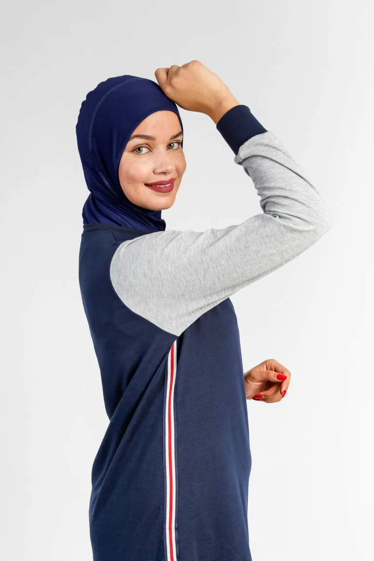 Navy Blue Cotton Sports Sweater