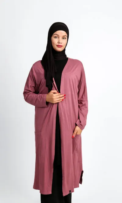 Long Cardigan with Pockets - Indian Pink