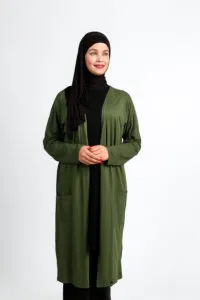 Gilet long avec poches vert militaire