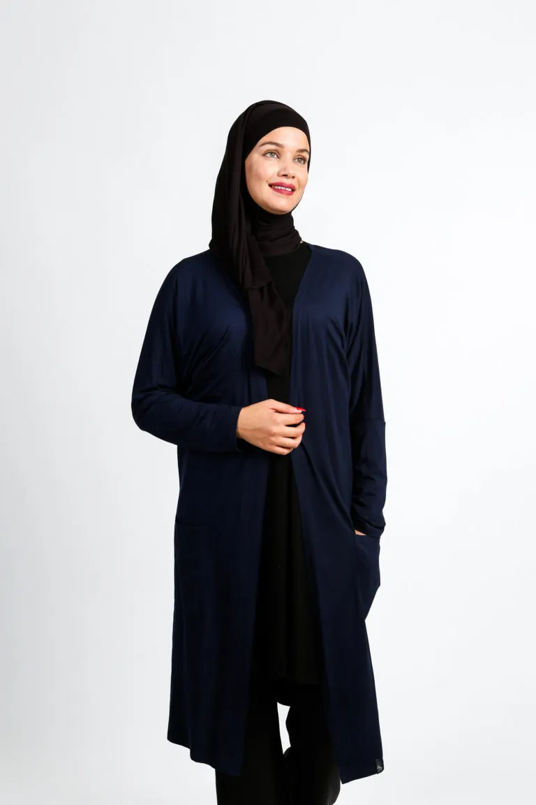 Long Cardigan with Pockets Navy Blue