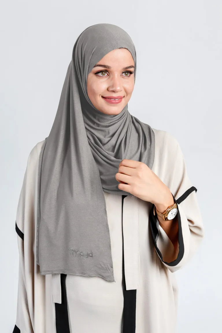 Hijab à Enfiler Jersey Gris Wrap & Go