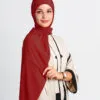 Burgundy Scarf With Cap Integrated Instant Hijab