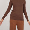 pull coton manches longues marron