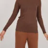 pull coton manches longues marron