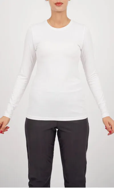 Pull Coton Manches Longues - Blanc