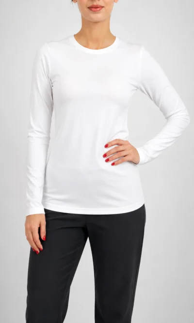 Pull Coton Manches Longues Blanc