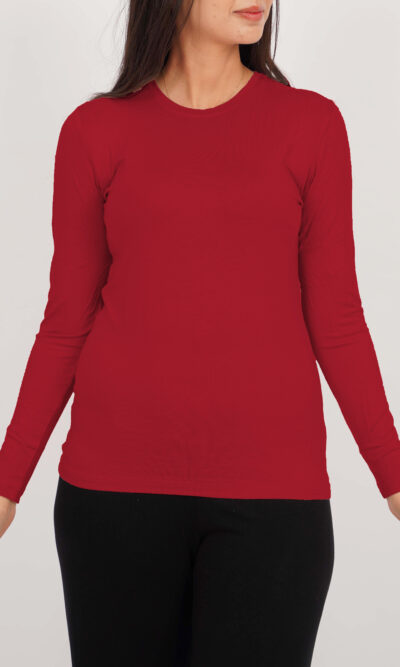 pull coton viscose manches longues rouge bordeaux