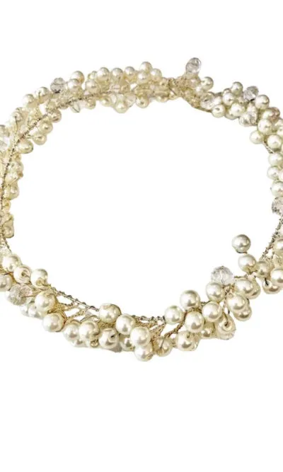 accesoire de tete perle blanche