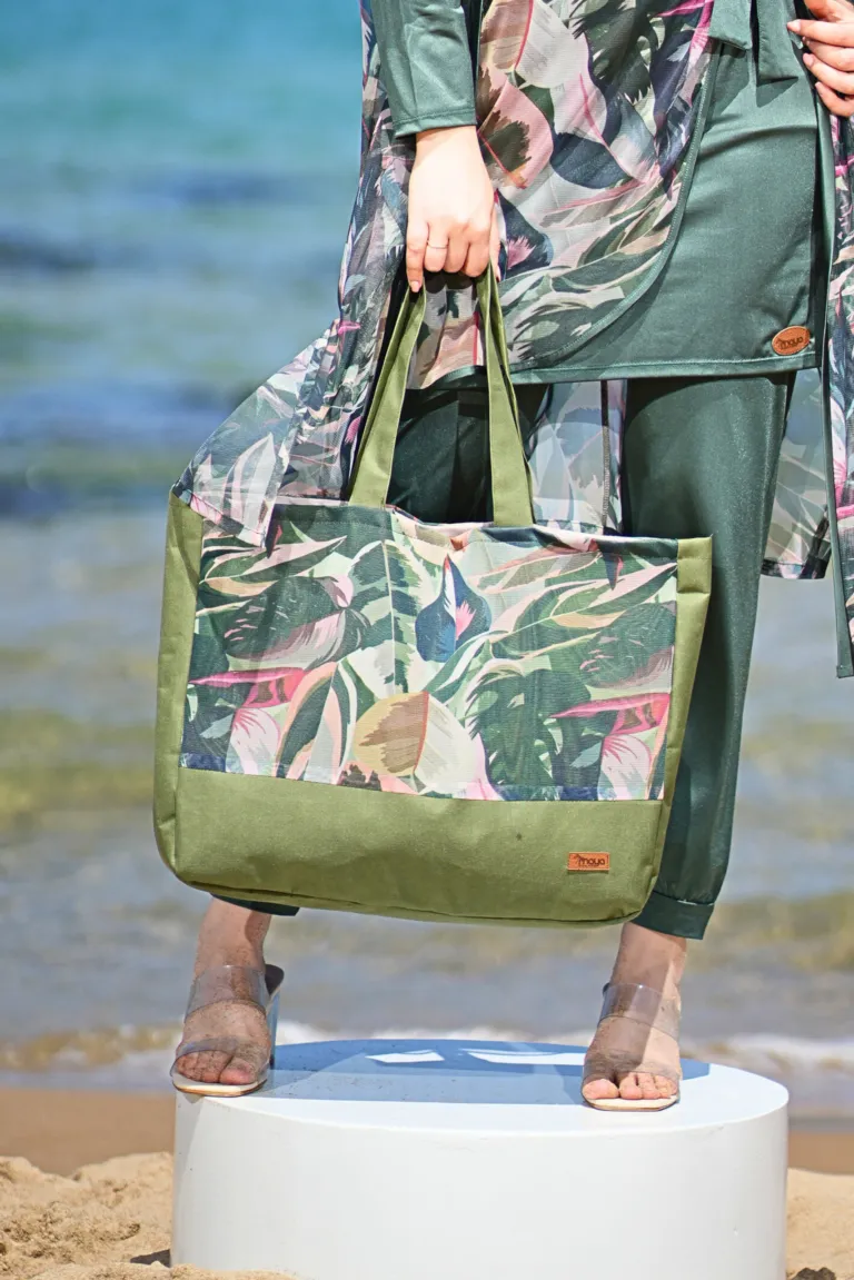 sac de plage vert tropical