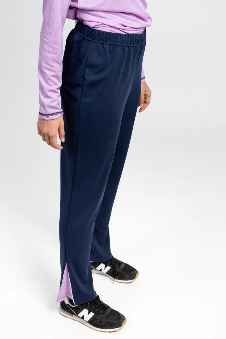 Blue Sports Pants with Ankle Zipper