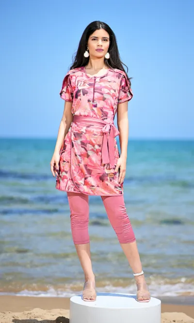 Maillot de Bain Short Long Femme Aura Rose
