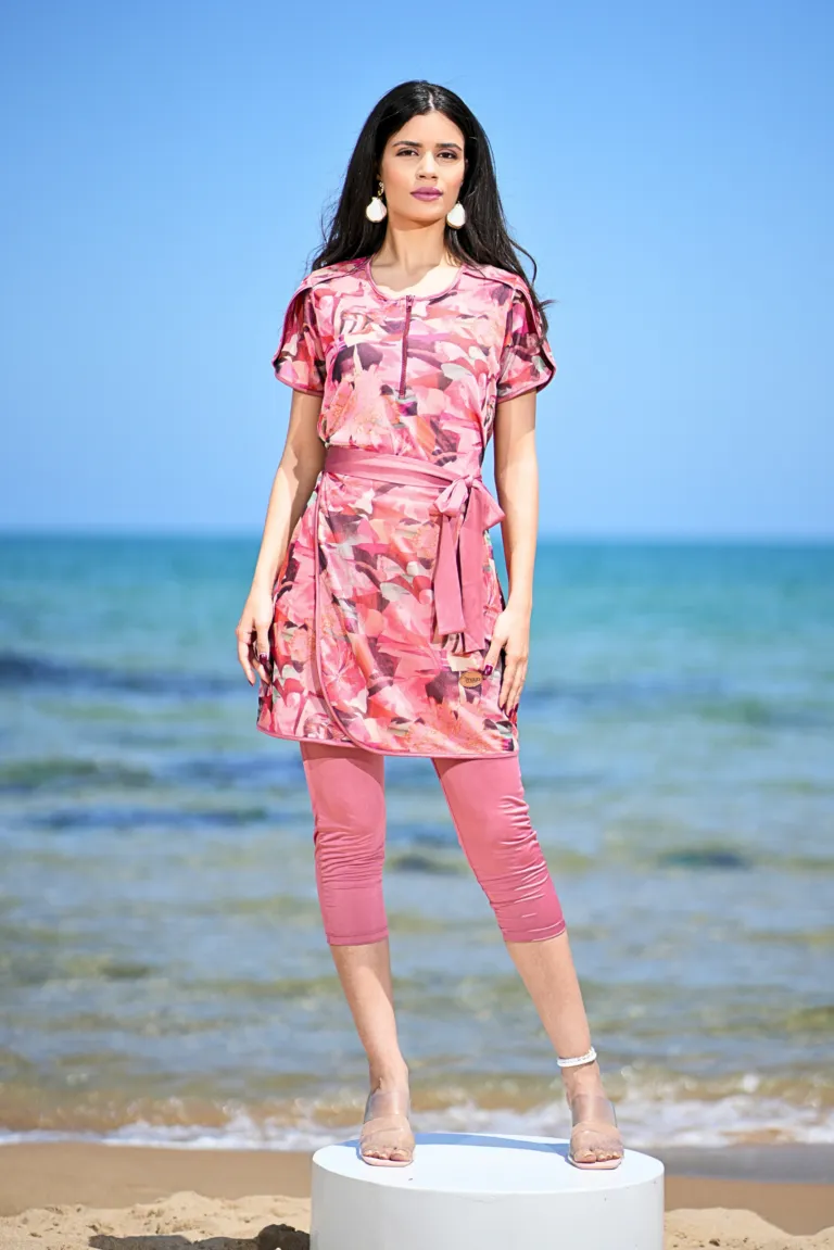 Maillot de Bain Short Long Femme Aura Rose