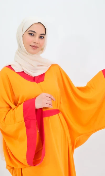 Long orange long sleeved dress
