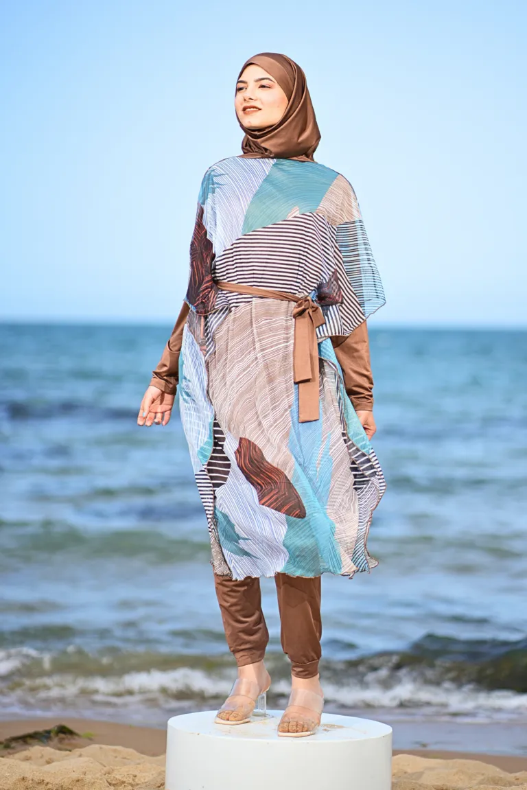 burkini marron maillot de bain femme voilee