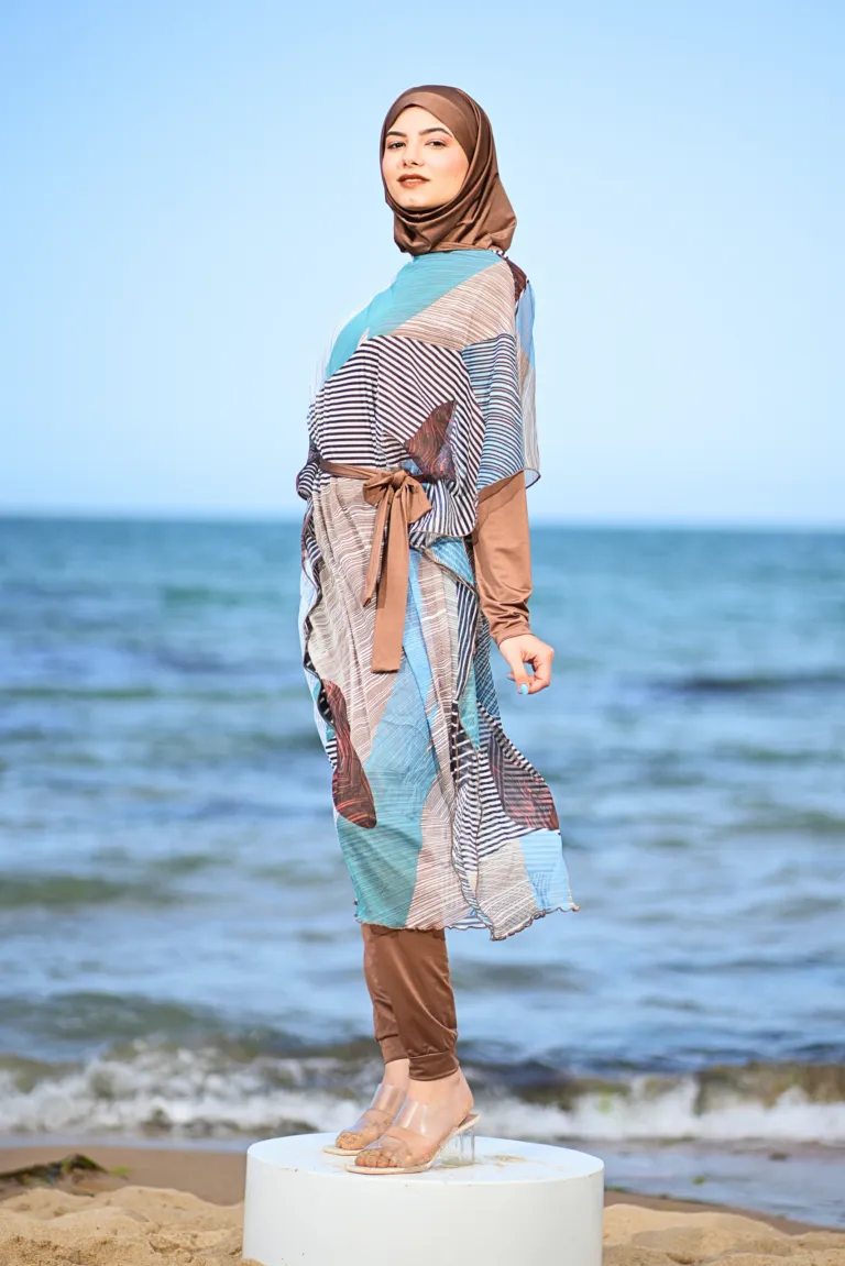 burkini marron voilee