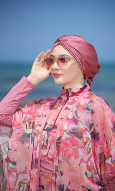 turban de natation rose