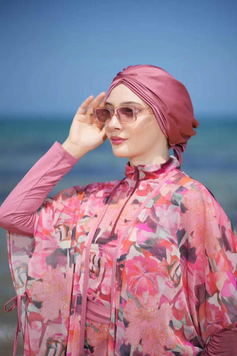 turban de natation rose