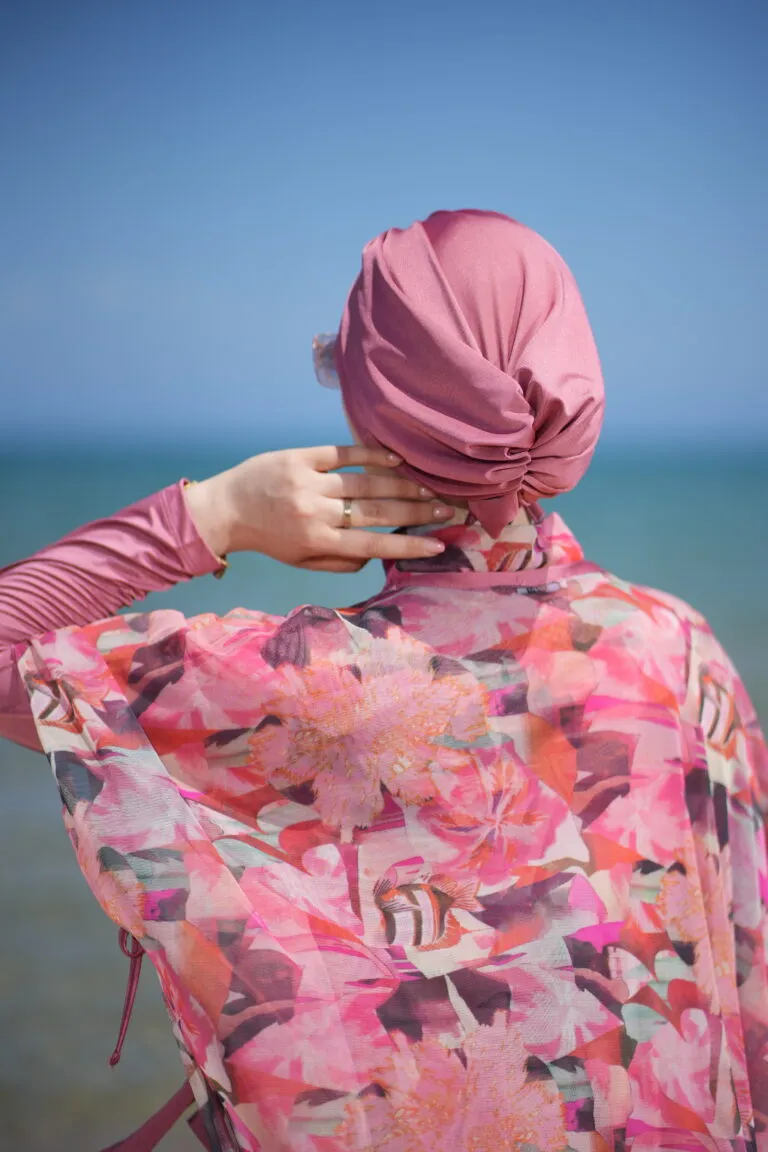turban de natation rose