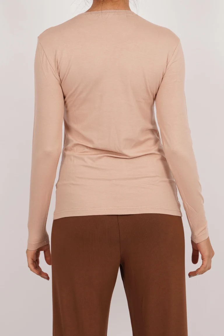 pull coton manches longues beige rosé