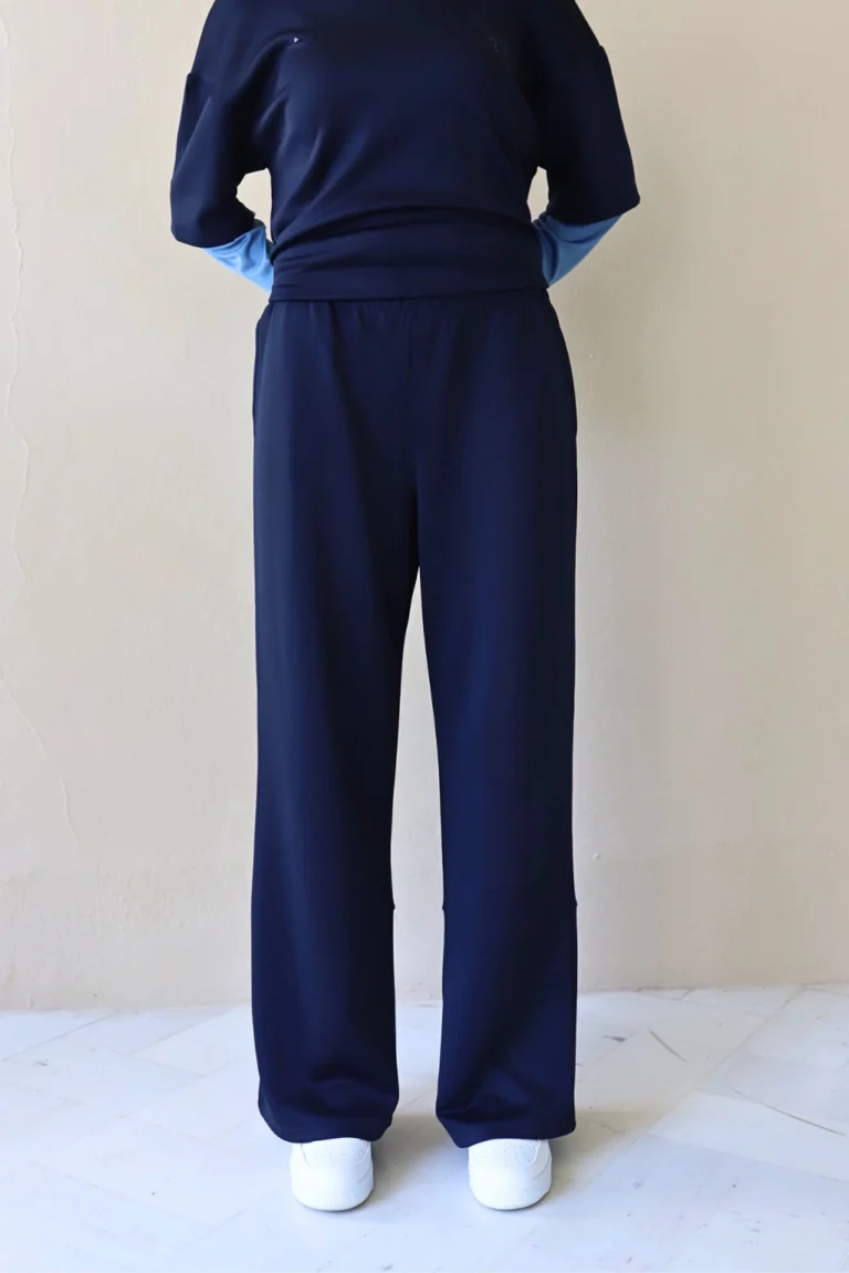 Wide Leg Sports Pants for Women Blue