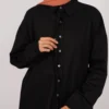 boutons chemise oversize noir