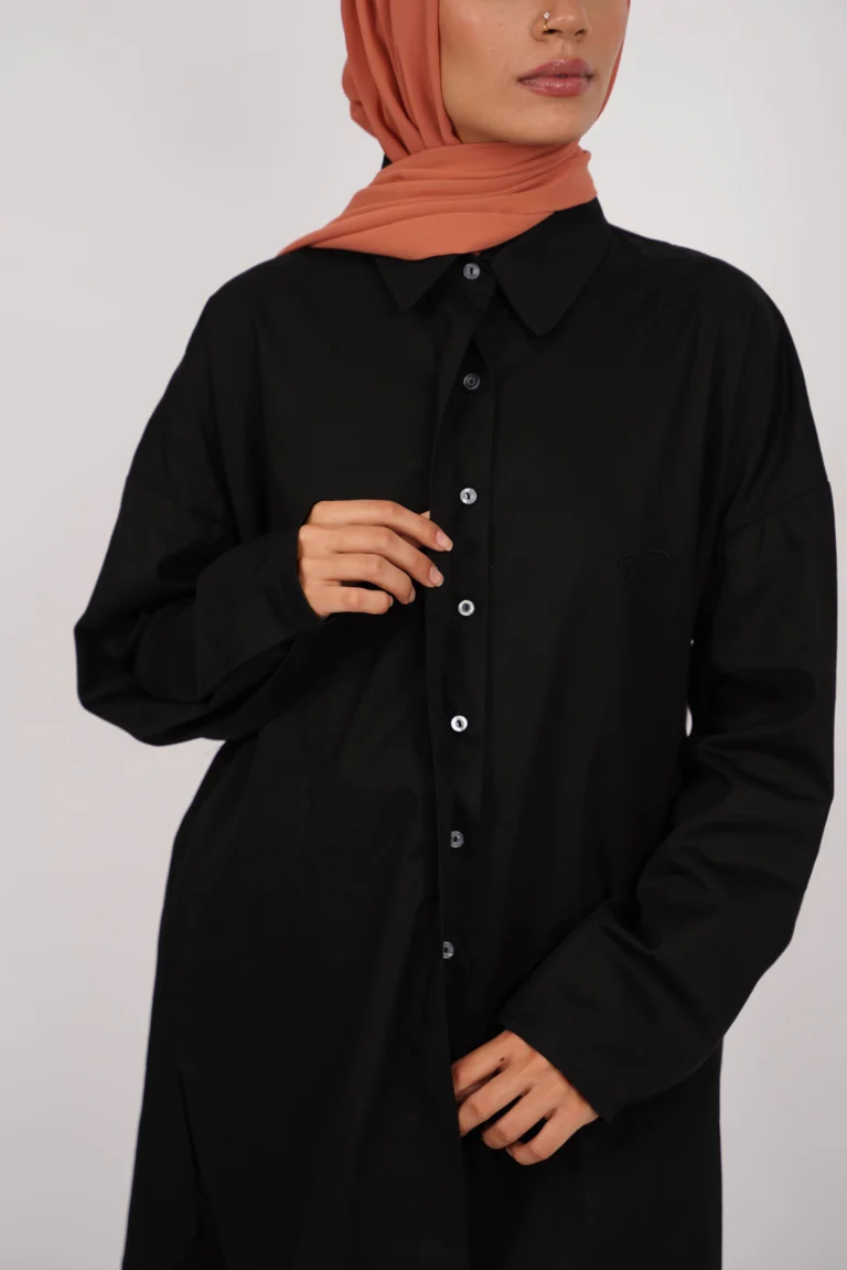 boutons chemise oversize noir