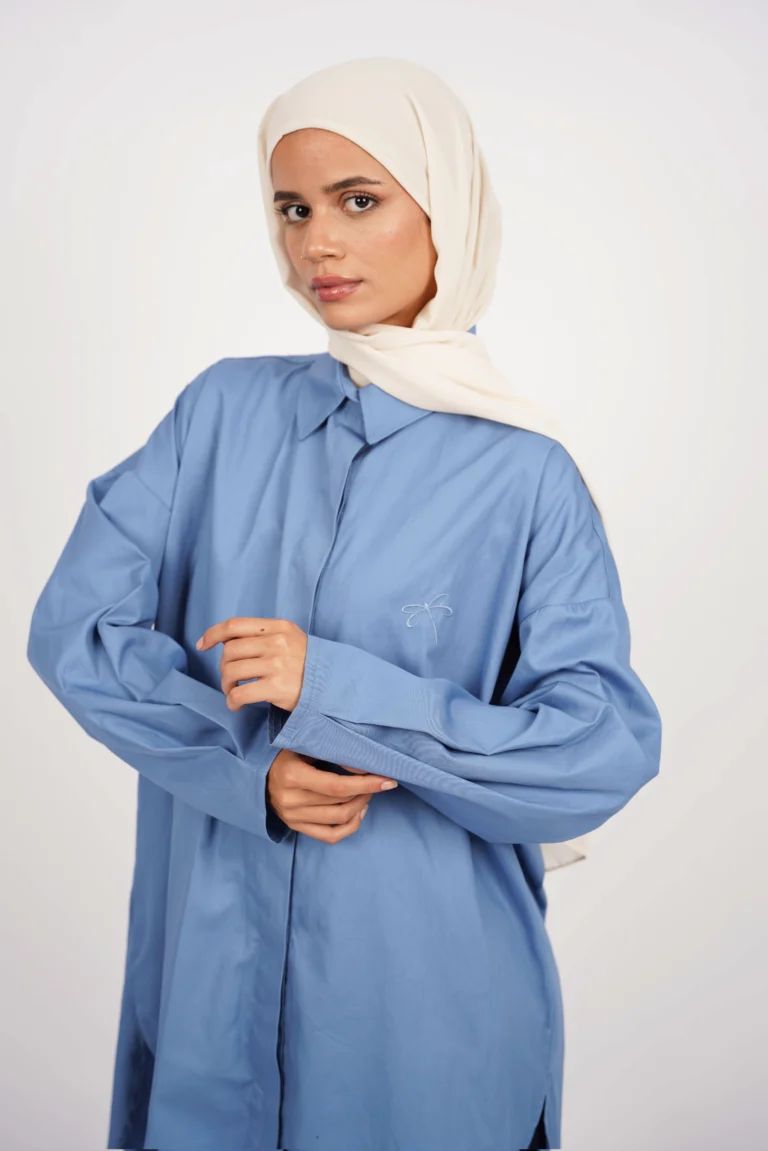 chemise oversize bleu acier