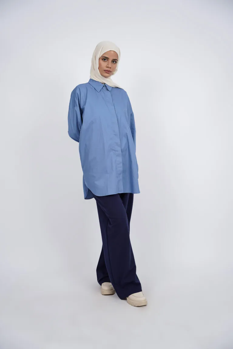 chemise oversize - bleu acier