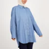 chemise oversize femme - bleu acier