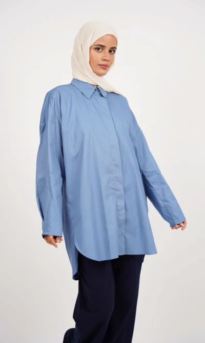 chemise oversize femme - bleu acier