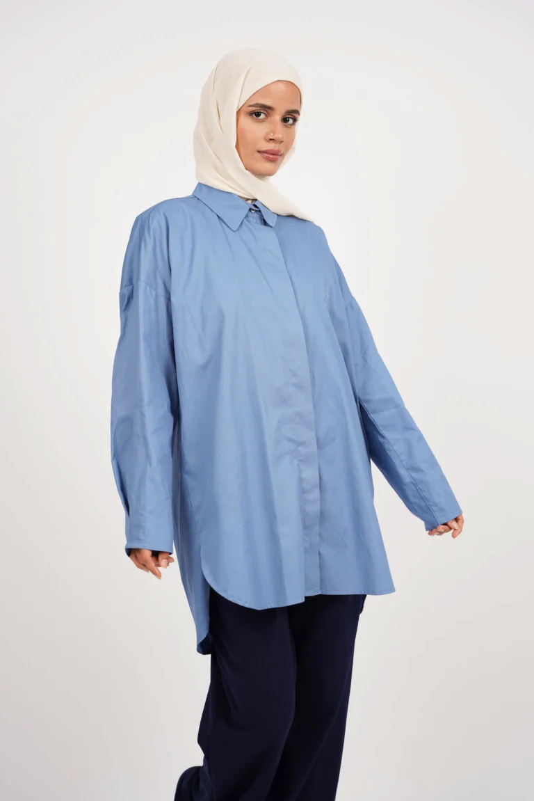 chemise oversize femme - bleu acier