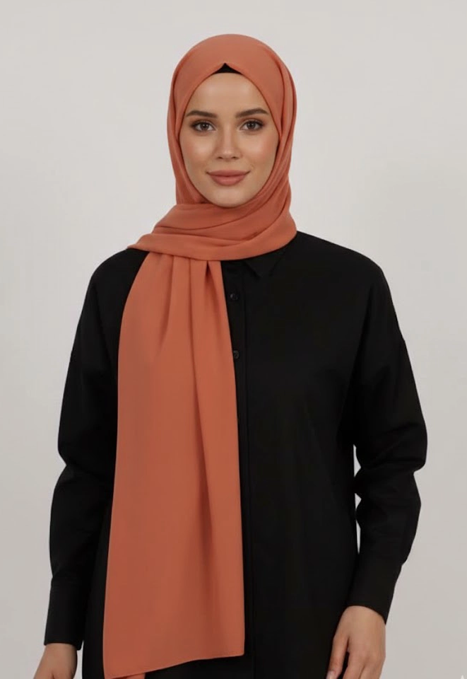 Foulard Crêpe Chiffon Pêche