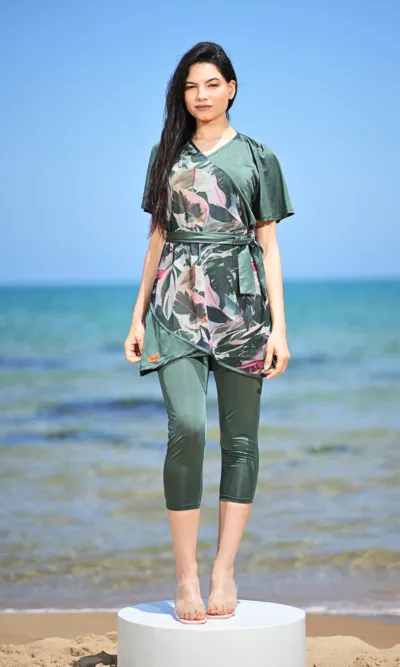burkini manche courte vert maeva