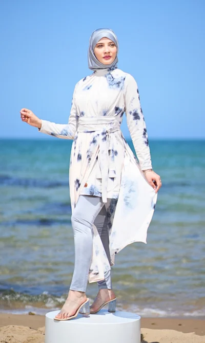 Burkini Moulant Avec Caleçon Gris Azur