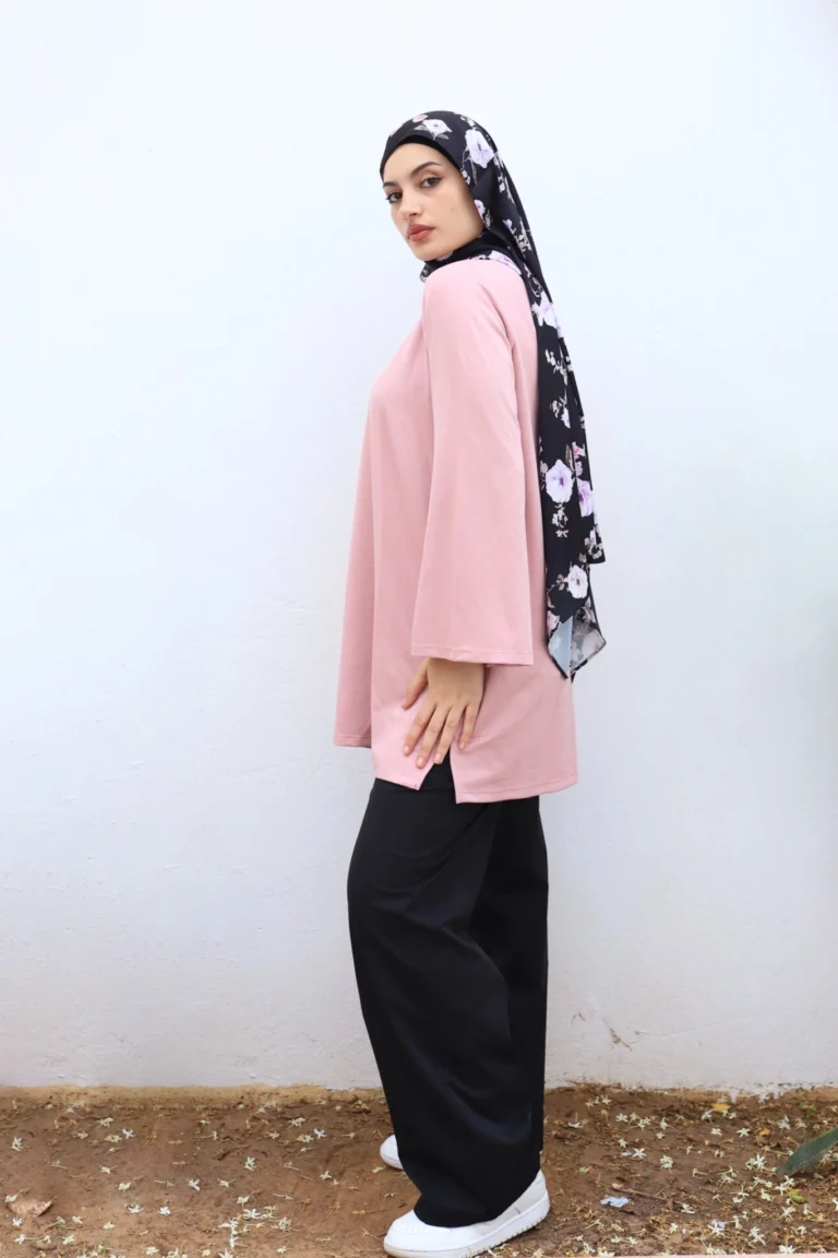 Pull Long Femme Col Chemise avec Zip Maya Rose de coté